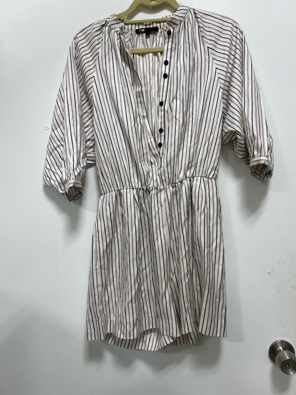 *no belt* Maje Cream Striped Romper - Picture 9 of 14